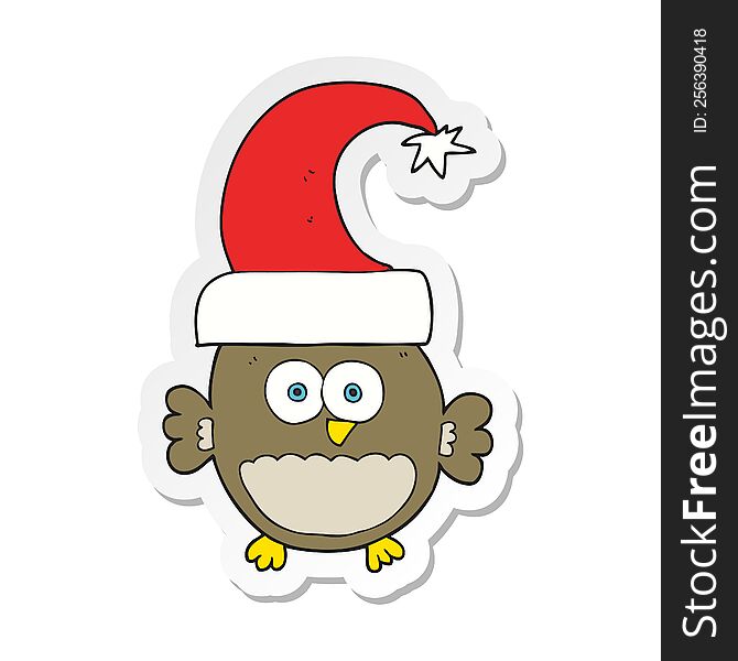 Sticker Of A Cartoon Little Christmas Owl