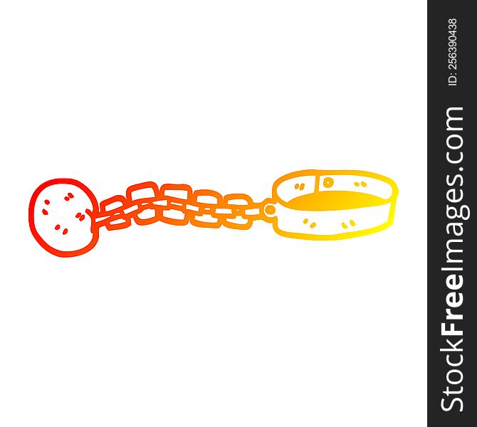 warm gradient line drawing of a cartoon ball and chain