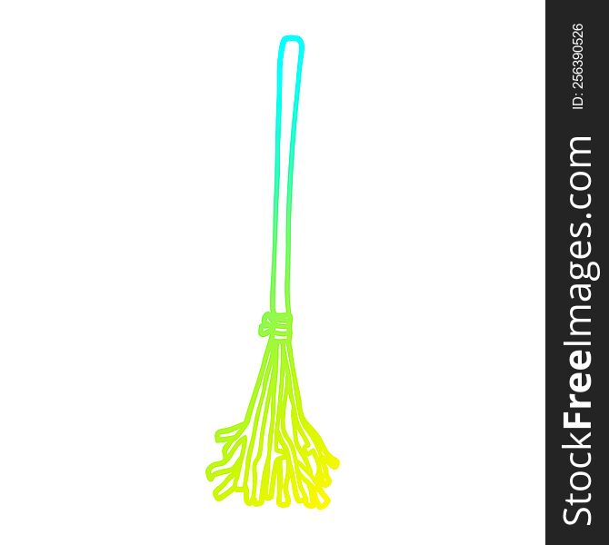 cold gradient line drawing of a cartoon magic broom