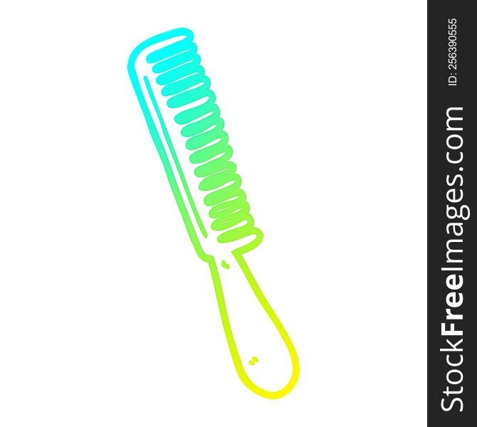 cold gradient line drawing of a cartoon comb