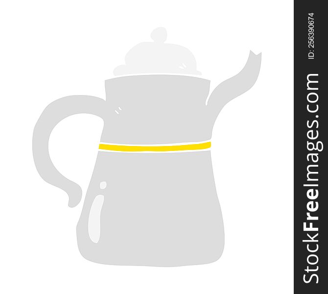 Flat Color Illustration Of A Cartoon Coffee Pot