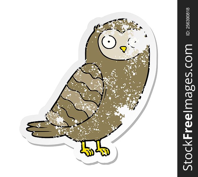 Distressed Sticker Of A Cartoon Owl