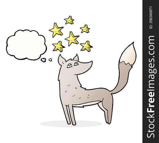 Thought Bubble Cartoon Wolf With Stars