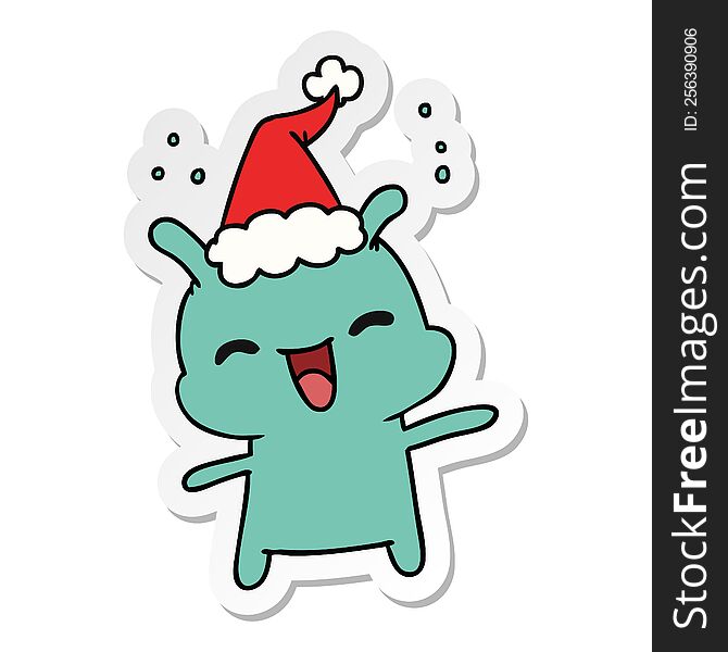 Christmas Sticker Cartoon Of Kawaii Alien