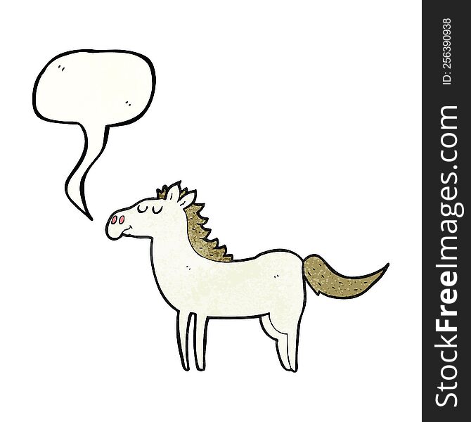 freehand speech bubble textured cartoon horse