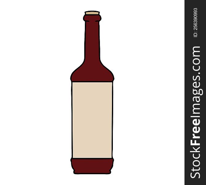 hand drawn quirky cartoon wine bottle. hand drawn quirky cartoon wine bottle