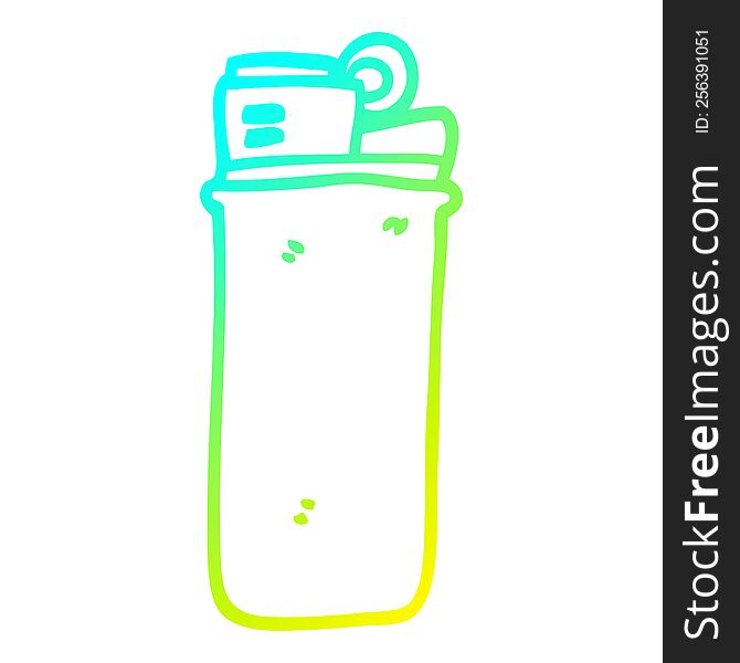 cold gradient line drawing of a cartoon disposable lighter