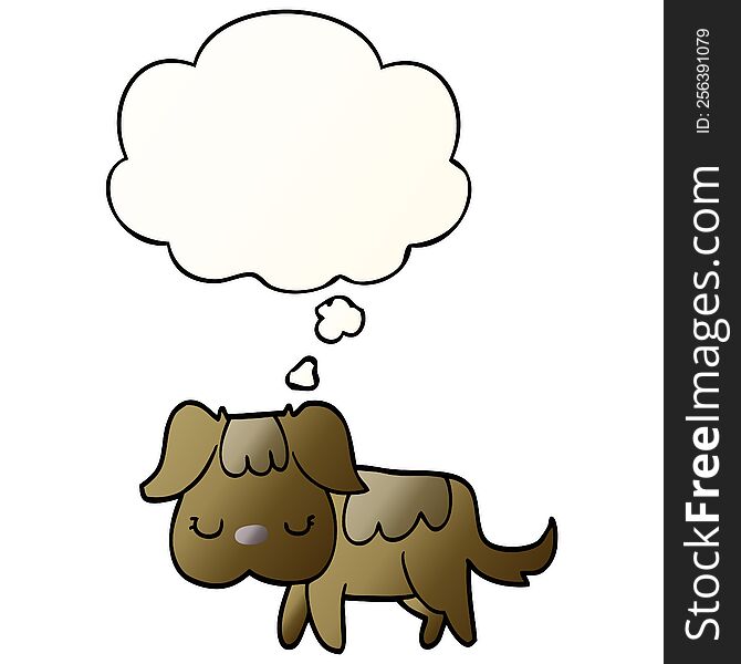 Cartoon Dog And Thought Bubble In Smooth Gradient Style