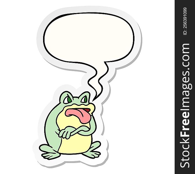 Grumpy Cartoon Frog And Speech Bubble Sticker