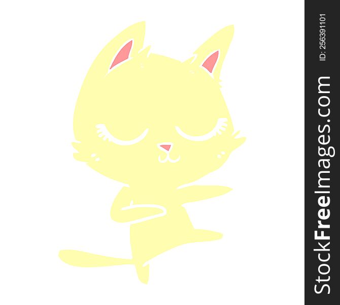 Calm Flat Color Style Cartoon Cat