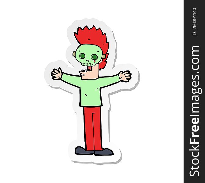 sticker of a cartoon man in spooky mask
