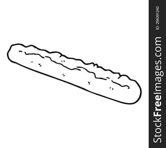 freehand drawn black and white cartoon baguette