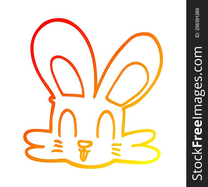 Warm Gradient Line Drawing Cartoon Cute Bunny
