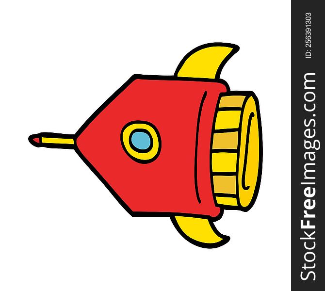 cartoon doodle rocket