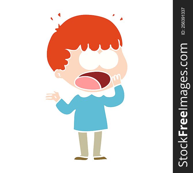 Flat Color Style Cartoon Shocked Man Gasping