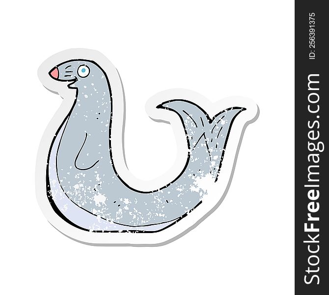 retro distressed sticker of a cartoon happy seal