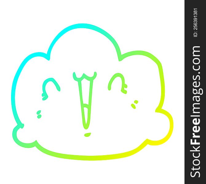 Cold Gradient Line Drawing Happy Cloud Cartoon