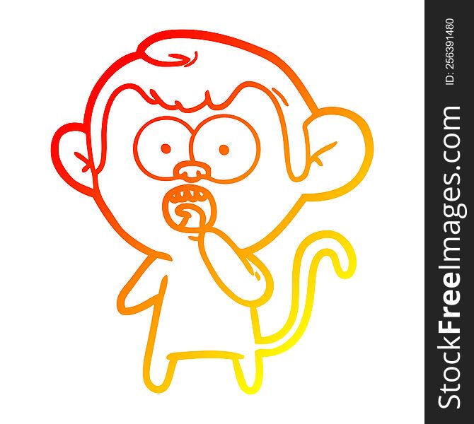 Warm Gradient Line Drawing Cartoon Shocked Monkey