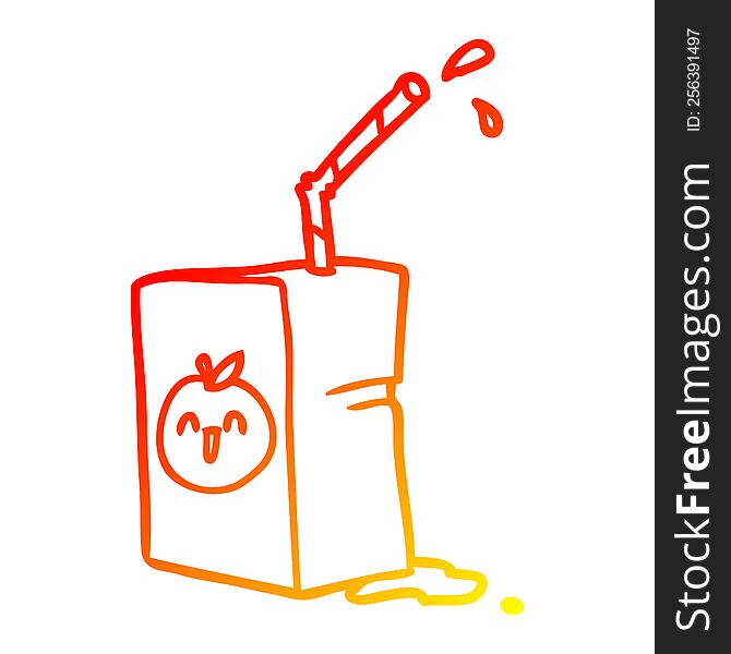 warm gradient line drawing of a apple juice box