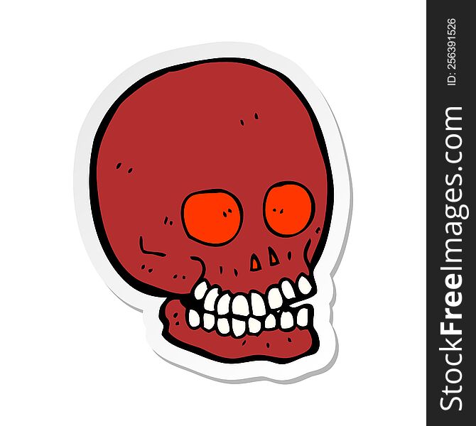 Sticker Of A Cartoon Skull