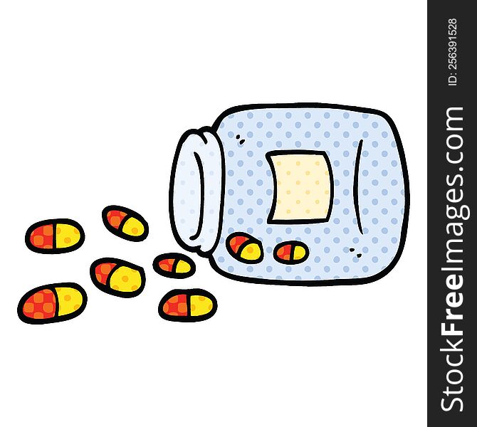 Comic Book Style Cartoon Jar Of Pills