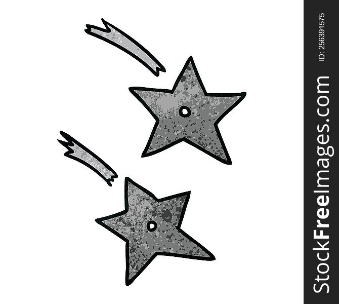 hand drawn textured cartoon doodle of ninja throwing stars
