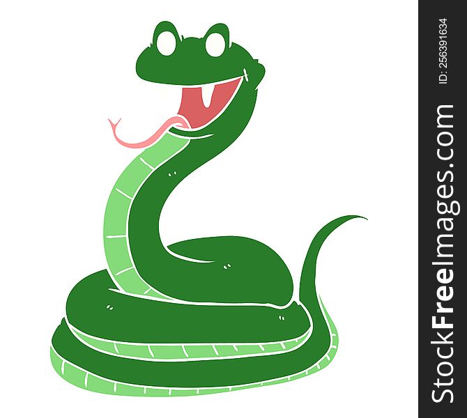 Flat Color Style Cartoon Happy Snake
