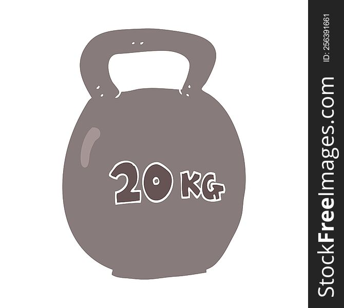 Flat Color Illustration Of A Cartoon 20kg Kettle Bell