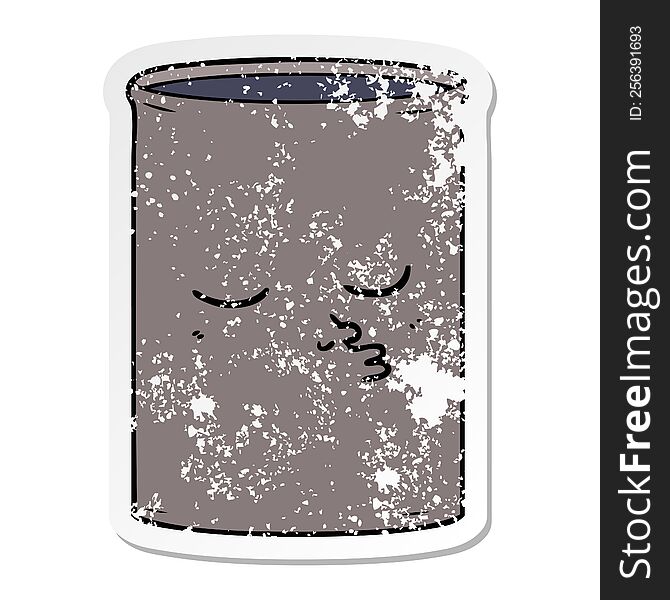 Distressed Sticker Of A Cartoon Barrel Of Oil