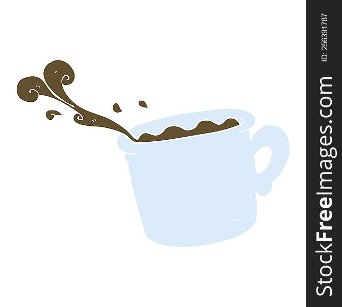 Flat Color Illustration Of A Cartoon Coffee Cup