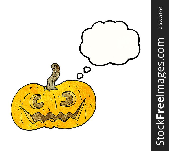 Thought Bubble Textured Cartoon Halloween Pumpkin