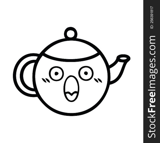 line drawing cartoon teapot