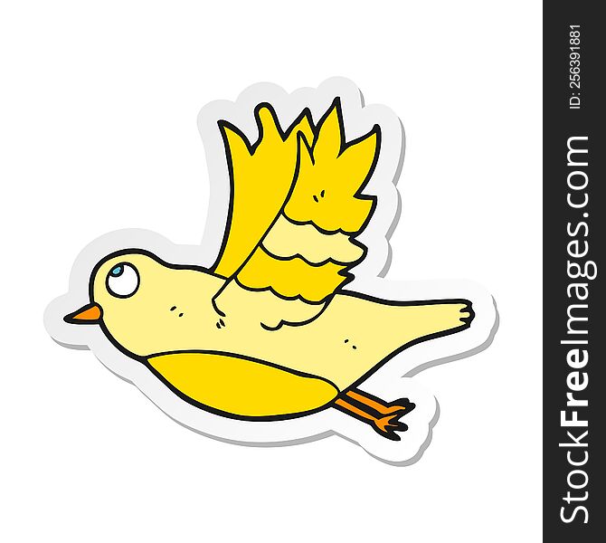 sticker of a cartoon bird flying