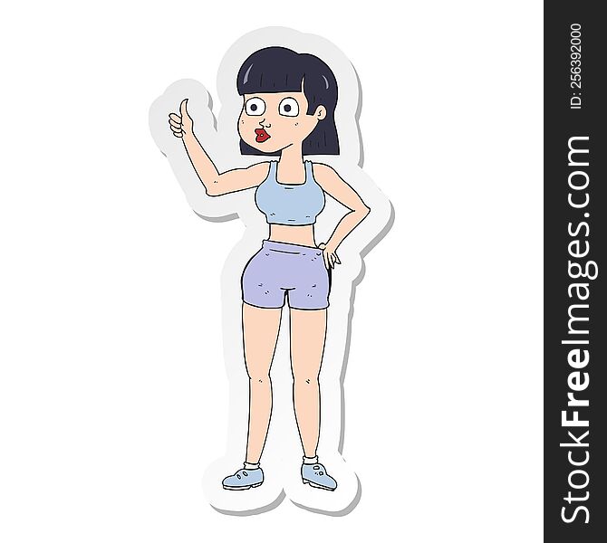 sticker of a cartoon gym woman