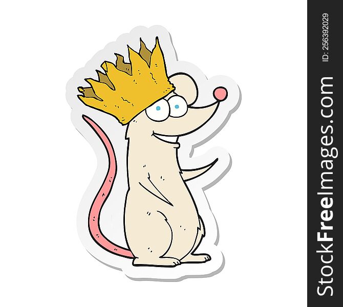 Sticker Of A Cartoon Mouse Wearing Crown