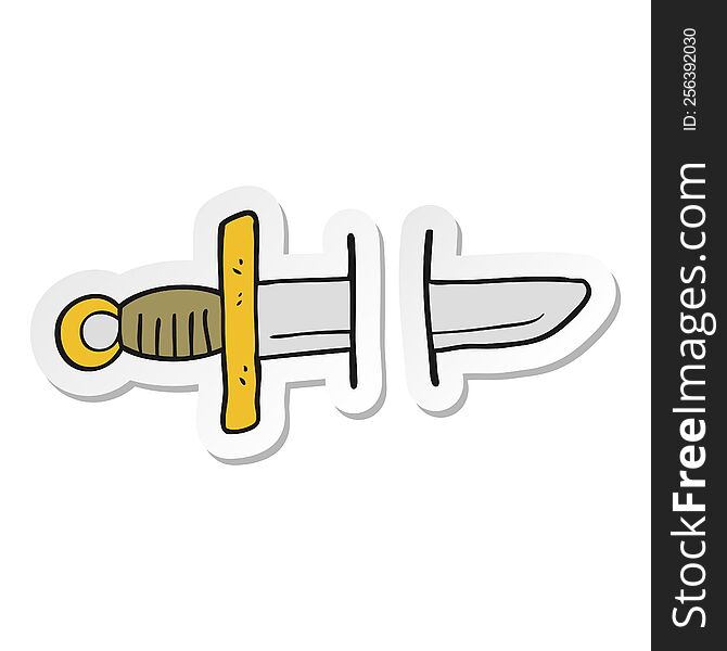 Sticker Of A Cartoon Tattoo Knife Symbol