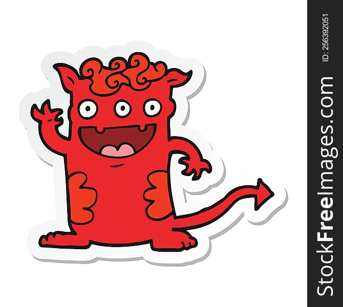 Sticker Of A Cartoon Halloween Monster