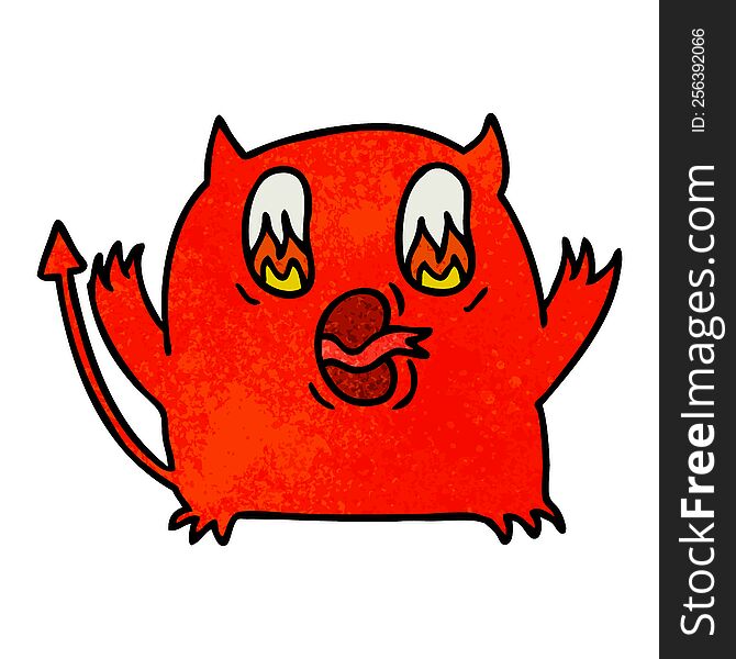 Textured Cartoon Of Cute Kawaii Red Demon