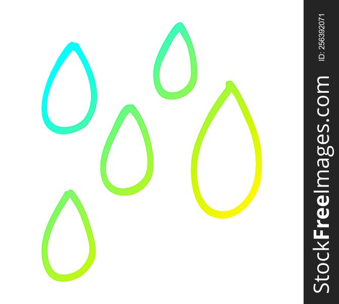 Cold Gradient Line Drawing Cartoon Green Paint Droplets