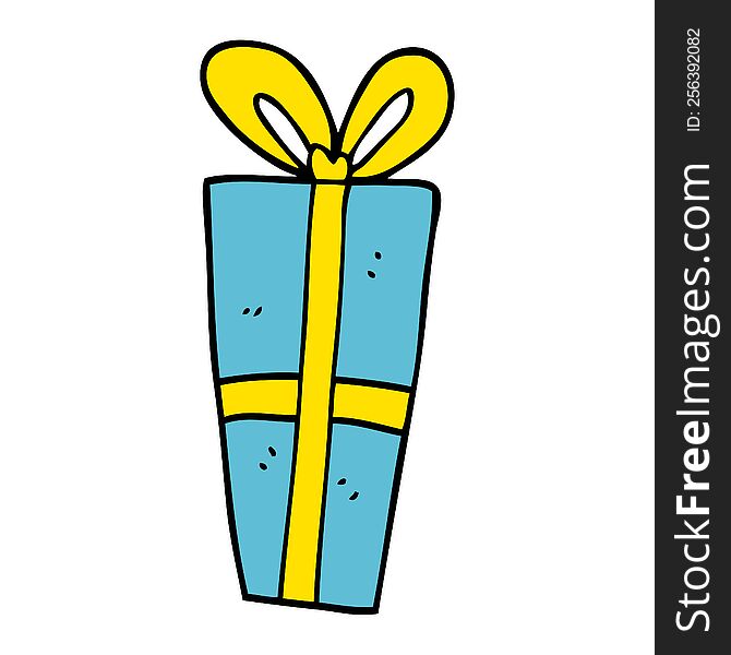 cartoon doodle wrapped gift