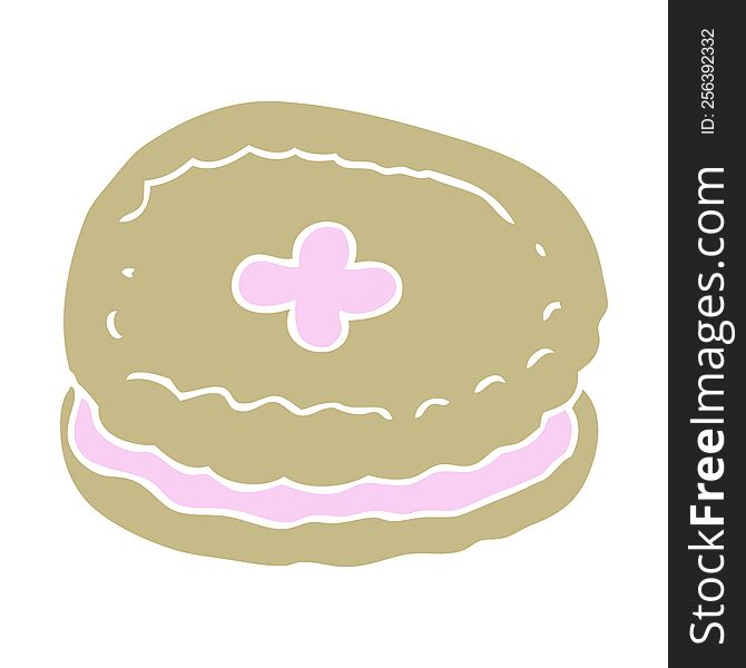 Flat Color Illustration Of A Cartoon Biscuit