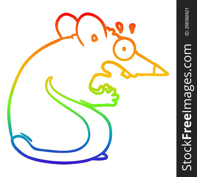 rainbow gradient line drawing of a cartoon frightened mouse