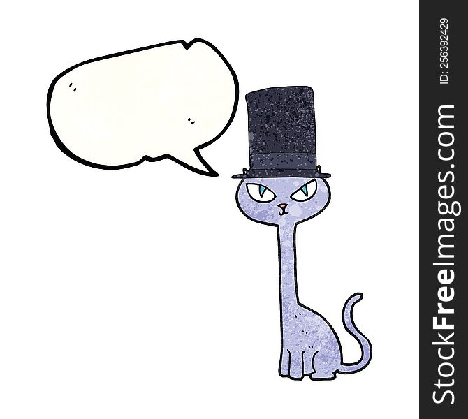 freehand speech bubble textured cartoon posh cat