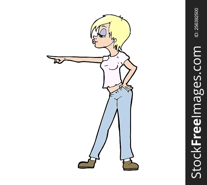 cartoon woman pointing