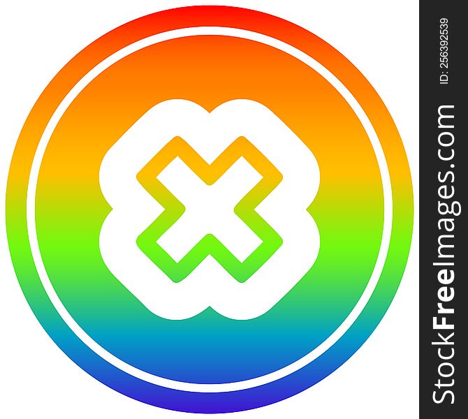 multiplication sign circular icon with rainbow gradient finish. multiplication sign circular icon with rainbow gradient finish