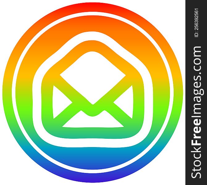 envelope letter circular icon with rainbow gradient finish. envelope letter circular icon with rainbow gradient finish