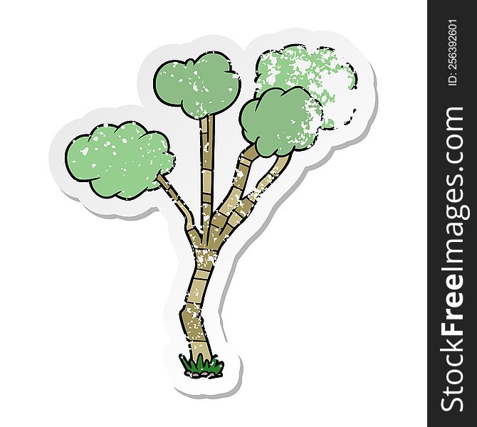 distressed sticker of a cartoon sparse tree