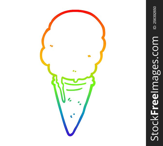Rainbow Gradient Line Drawing Cartoon Ice Cream