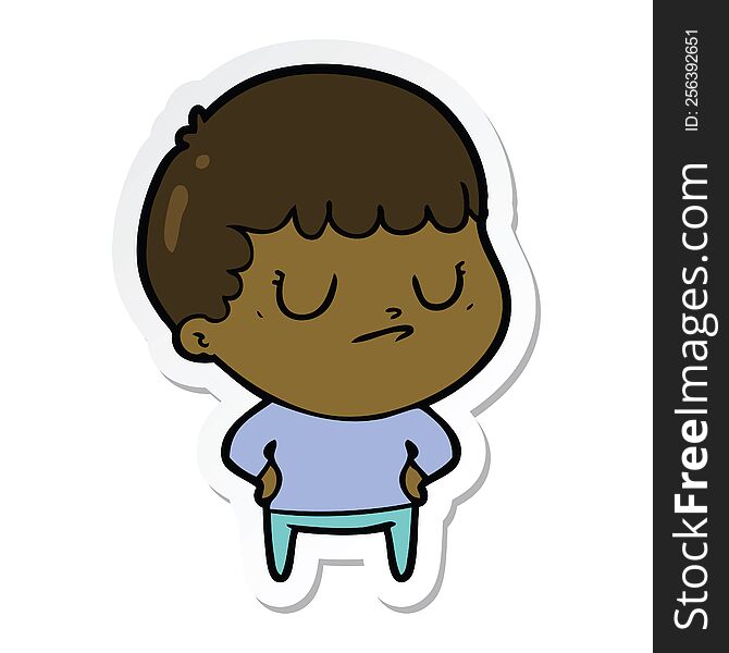 sticker of a cartoon grumpy boy