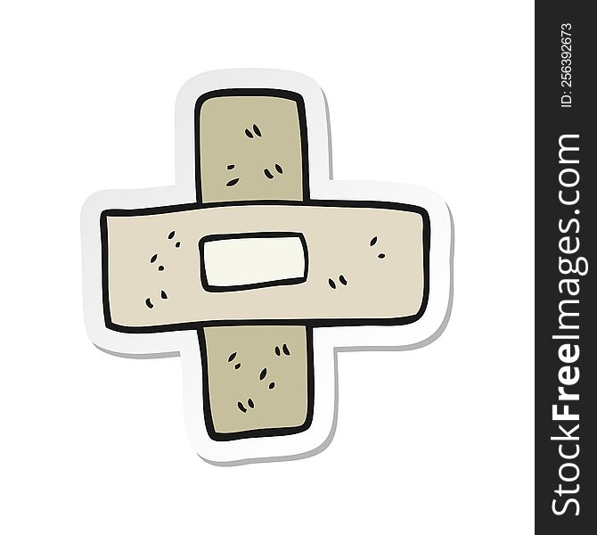 Sticker Of A Cartoon Sticking Plaster